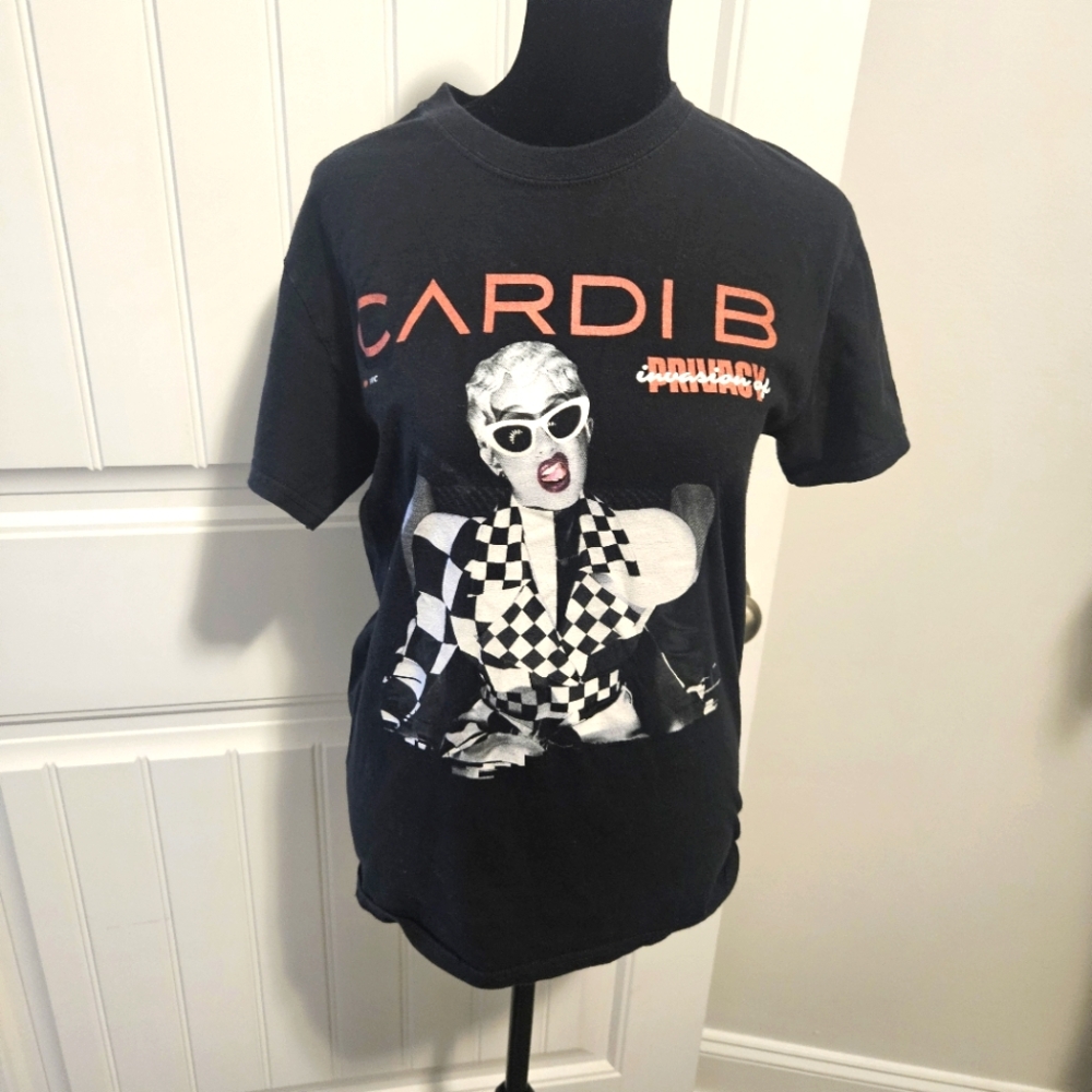 Cardi B T-Shirt Invasion of Privacy Tour Adult Small Black Hip Hop Concert Tee